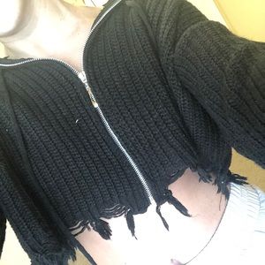 black cropped knit jacket
